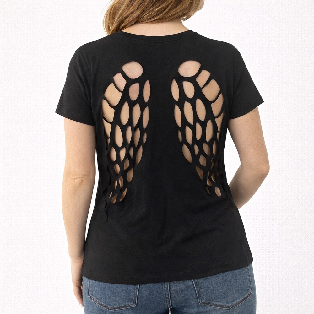 Black Angel Wing Cutout Women's Top